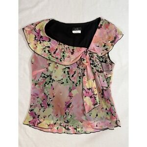 AGB Y2K Pink Floral Shirt Size Large